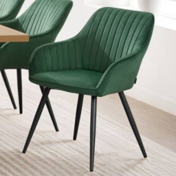 Tectake Marilyn Set of 6 Dark Green and Black Velvet Quilted Dining Chair