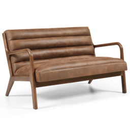Otis 2 Seater Brown Ribbed PU Sofa - thumbnail 3