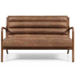 Otis 2 Seater Brown Ribbed PU Sofa - thumbnail 2