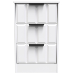 Crowndale New York 3 Drawer Matt White Bedside Table Ready Assembled - thumbnail 3
