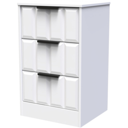Crowndale New York 3 Drawer Matt White Bedside Table Ready Assembled - thumbnail 2