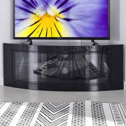 Centurion Supports Pangea 2 Door Gloss Black Beam-Thru Remote Friendly Corner TV Unit