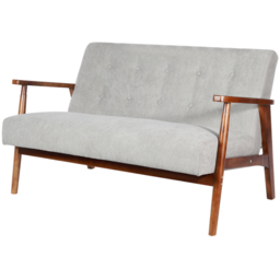Living and Home 2 Seater Grey Walnut Frame Upholstered Tufted Sofa - thumbnail 2