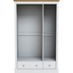 LPD Furniture Devon 3 Door 2 Drawer White Wardrobe - thumbnail 3