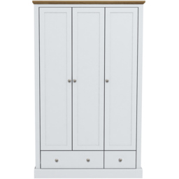LPD Furniture Devon 3 Door 2 Drawer White Wardrobe - thumbnail 2