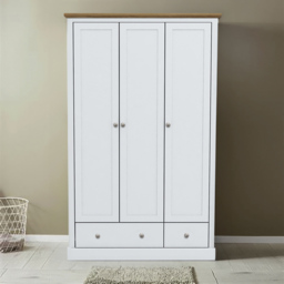 LPD Furniture Devon 3 Door 2 Drawer White Wardrobe - thumbnail 4