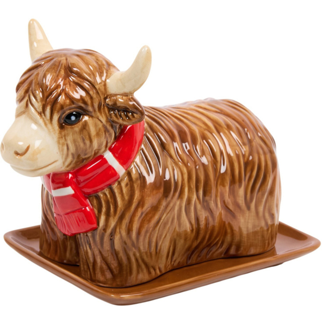 Highland Cow Shaped Butter Dish Brown - image 1