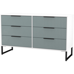 Crowndale Fluted 6 Drawer Duck and White Matt Wide Chest of Drawers Ready Assembled - thumbnail 4