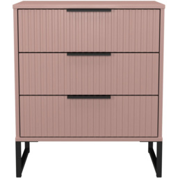 Crowndale Fluted 3 Drawer Kobe Pink Midi Chest of Drawers Ready Assembled - thumbnail 2