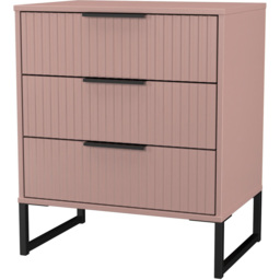 Crowndale Fluted 3 Drawer Kobe Pink Midi Chest of Drawers Ready Assembled - thumbnail 4