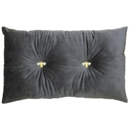 Paoletti Bumble Bee Charcoal Velvet Cushion