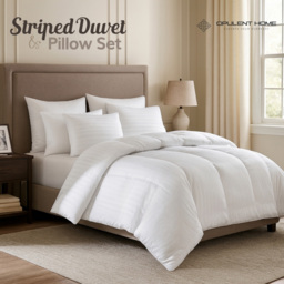 Opulent Home White Single Striped Summer Hollowfibre Duvet Set 3 Tog - thumbnail 2