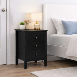Birlea Emerson Black 3 Drawer Bedside Table - thumbnail 4