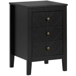 Birlea Emerson Black 3 Drawer Bedside Table - thumbnail 2