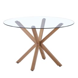 Ludlow Glass Round  4 Seater Dining Table - Oak Effect - thumbnail 2
