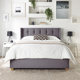 Catherine Lansfield Utopia King Size Steel Velvet Ottoman Wing Bed