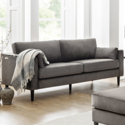 Julian Bowen Hayward 3 Seater Grey Velvet Grand Sofa