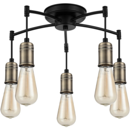 Cosylyte Linton Matt Antique Brass 5 Light Ceiling Light