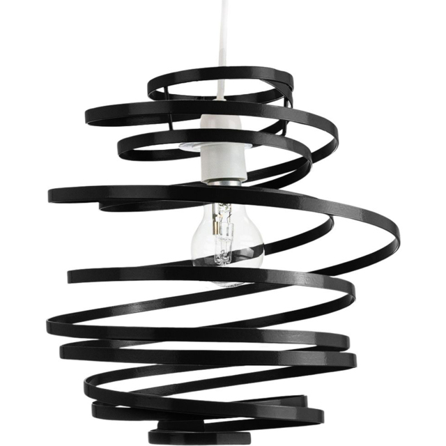 Happy Homewares Black Gloss Metal Double Ribbon Spiral Ceiling Pendant Shade - image 1
