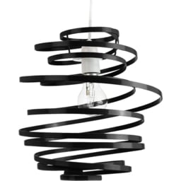 Happy Homewares Black Gloss Metal Double Ribbon Spiral Ceiling Pendant Shade - thumbnail 1