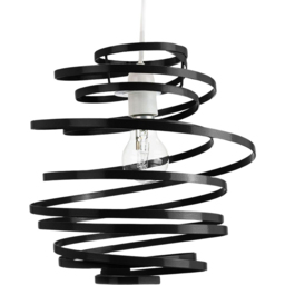 Happy Homewares Black Gloss Metal Double Ribbon Spiral Ceiling Pendant Shade