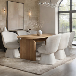 SOLACE+CO Varm Aiko Ribbed Wooden 6 Seater Dining Set