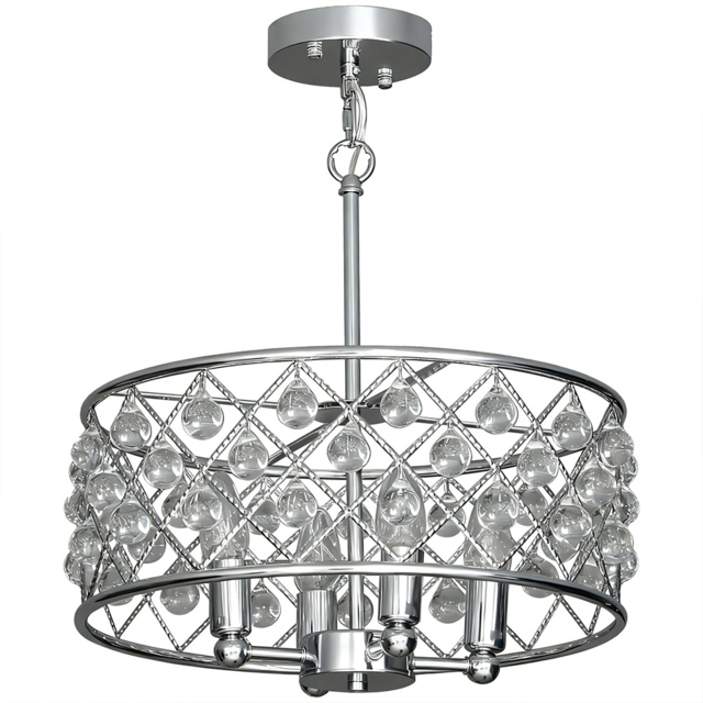 HOMCOM Screw E14 Silver Modern Adjustable Height Crystal Chandelier Ceiling Light - image 1