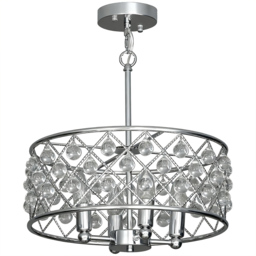 HOMCOM Screw E14 Silver Modern Adjustable Height Crystal Chandelier Ceiling Light - thumbnail 1