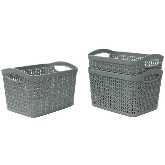 JVL Loop 1.5L Grey Storage Basket 3 Pack - image 1