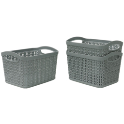 JVL Loop 1.5L Grey Storage Basket 3 Pack