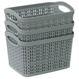 JVL Loop 1.5L Grey Storage Basket 3 Pack - thumbnail 2