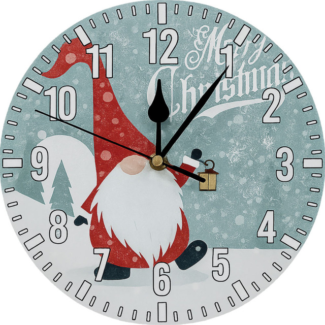 Xmas Haus Festive Santa Gonk Round Clock 23cm - image 1