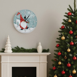 Xmas Haus Festive Santa Gonk Round Clock 23cm - thumbnail 4