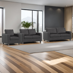 York Black Faux Leather 6 Seater Sofa Suite