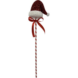 Candy Cane Lane Red and White Glitter Santa Hat Pick Christmas Decoration - thumbnail 1