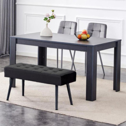 Portland 4 Seater Dark Grey Wooden Dining Set with Bench