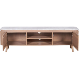 IH Design Bundi 2 Door 2 Open Shelf Natural Marble and Wood Large TV Cabinet - thumbnail 4
