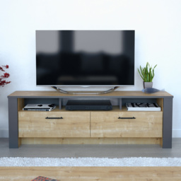 Decorotika Manhattan Oak 3 Shelf 2 Door TV Unit