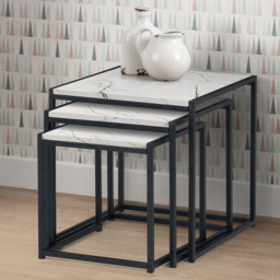 Julian Bowen Tribeca White Marble Nesting Tables Set of 3