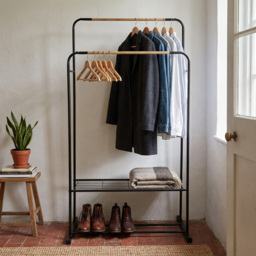 Black Bamboo Double Garment Rail - thumbnail 3