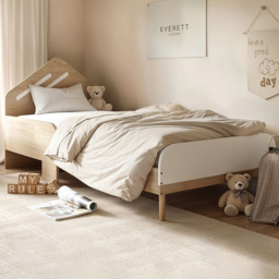 Flair Noah Oak and White Single Bed with House-Shaped Headboard