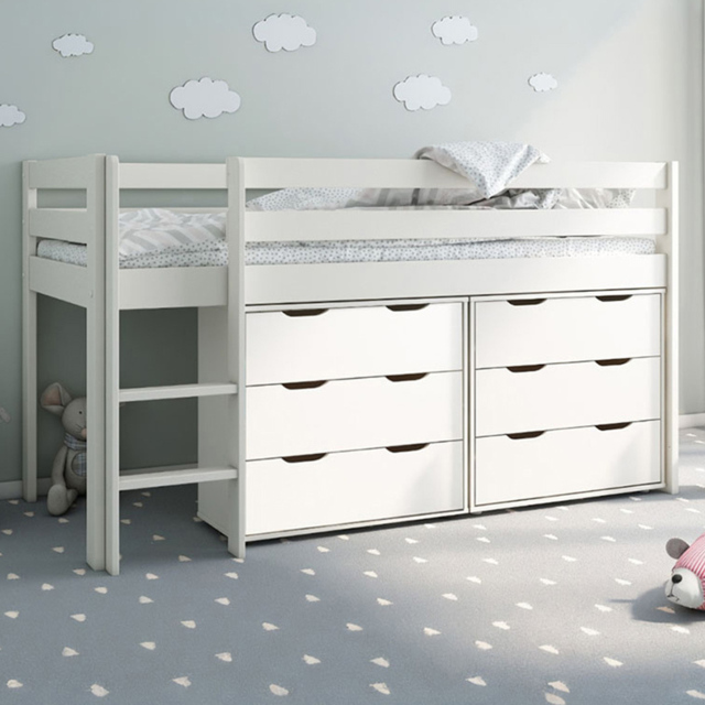 Noomi Midi White Single Continental Mid Sleeper with Underbed Drawer - image 1