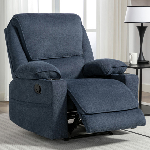 Furniture Online Sydney Blue Manual Recliner Chair with Cup Holder - image 1