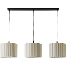 ValueLights Hallie 3 Drop Linen Stripe Black Diner Ceiling Light