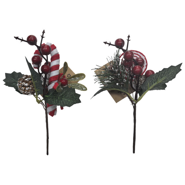 Single Candy Cane Lane Lollipop Shaped Candy Pick Christmas Decoration in Assorted styles