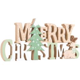 Mistletoe Cottage Wooden Multicolour Merry Christmas Decoration 32cm