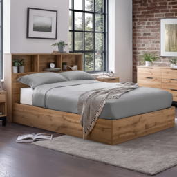 Julian Bowen Bali King Size Light Oak Storage Ottoman Bed