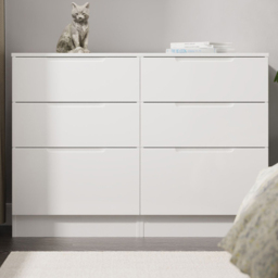 Crowndale Milan White Gloss and White 6 Drawer Wide Chest of Drawers Ready Assembled