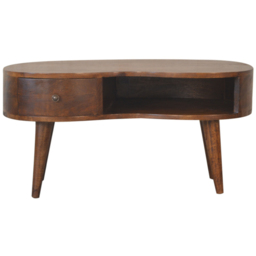 Artisan Furniture Chestnut Single Drawer Single Shelf Solid Wood Wave Coffee Table - thumbnail 2