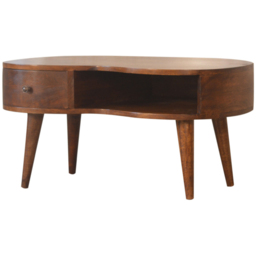 Artisan Furniture Chestnut Single Drawer Single Shelf Solid Wood Wave Coffee Table - thumbnail 4